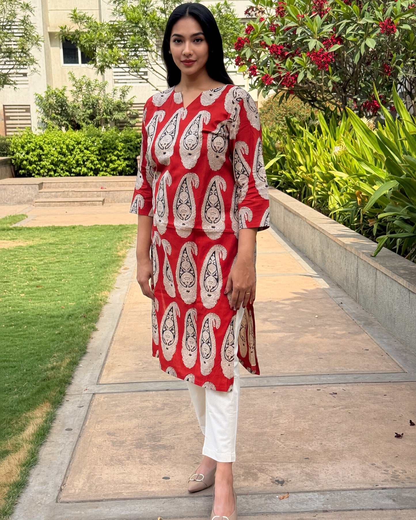 Crimson Paisley Kurta