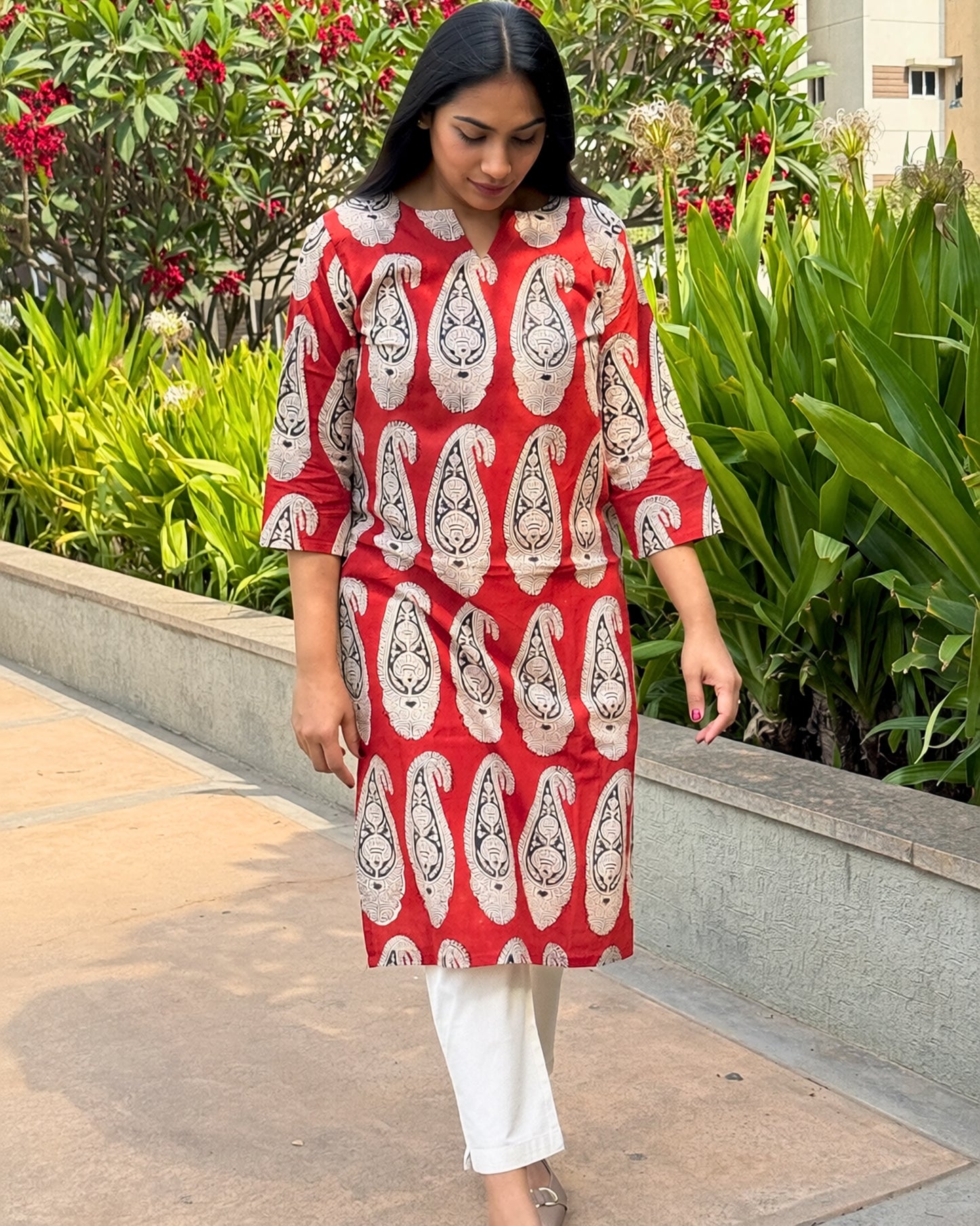 Crimson Paisley Kurta