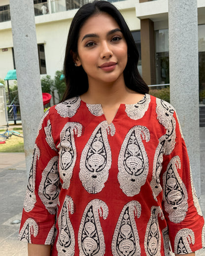 Crimson Paisley Kurta