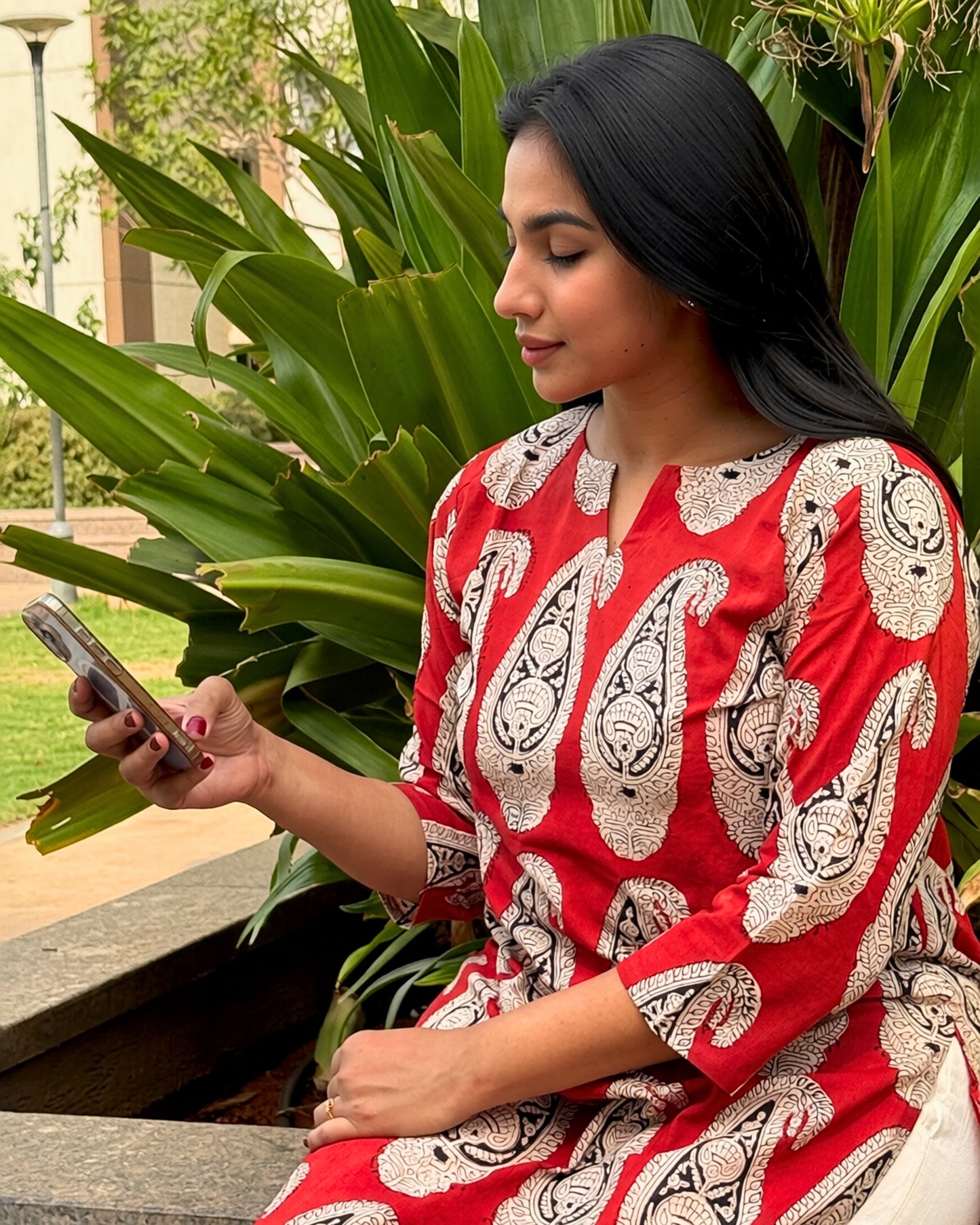 Crimson Paisley Kurta