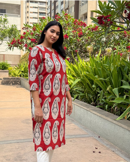 Crimson Paisley Kurta